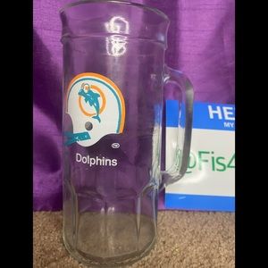 Vintage NFL Miami Dolphins Football Beer Mug Stein Fisher Peanuts Tall Glass